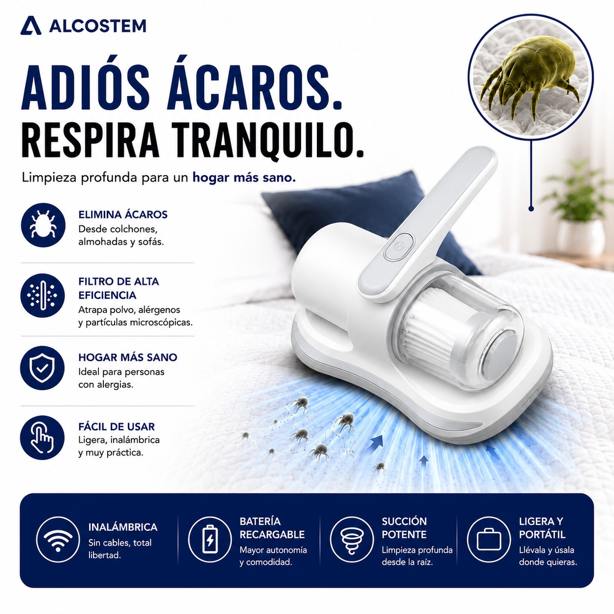 Aspiradora Antiácaros Alcostem®